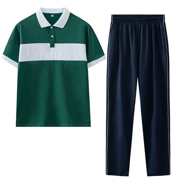 Dark green short-sleeved suit 9912