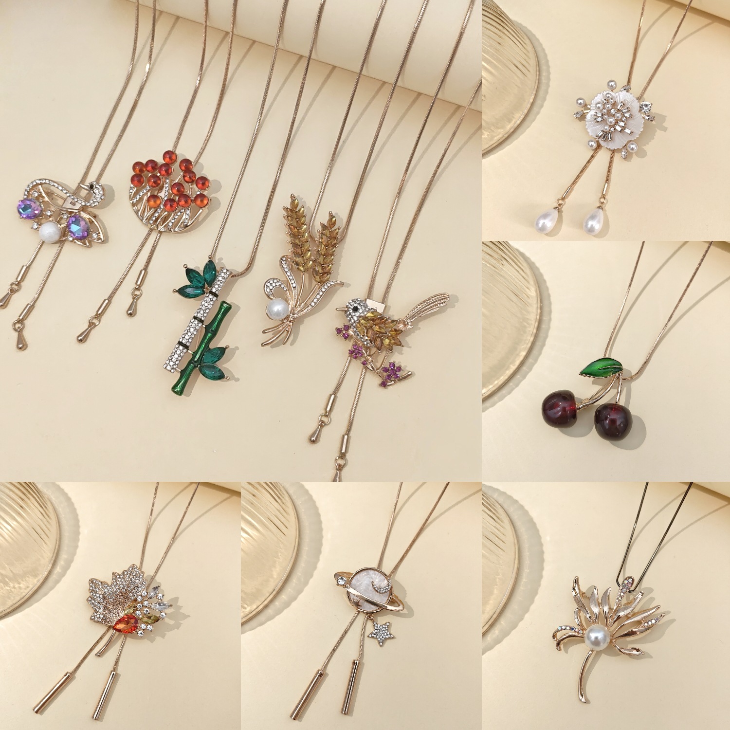 秋冬一款两戴胸针毛衣链特色花朵吊坠小众时尚长款项链女厂家直销