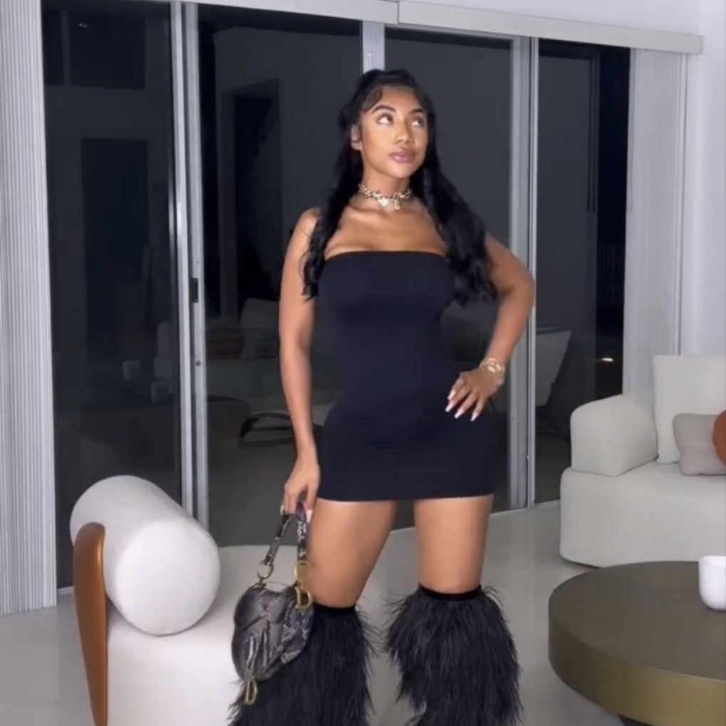 Y6679欧美跨境时尚女装抹胸性感连衣包臀短裙