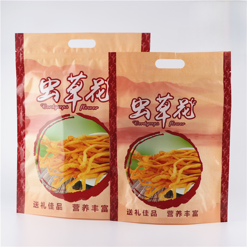250克500g虫草花包装袋子空袋子自立加厚金虫草花自封口袋密封袋
