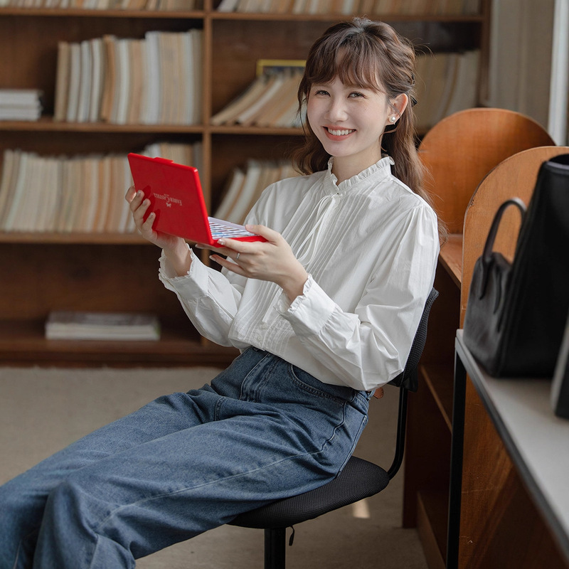 2025秋季新款气质木耳边立领系带白色衬衣女复古叠穿长袖打褶衬衫|undefined