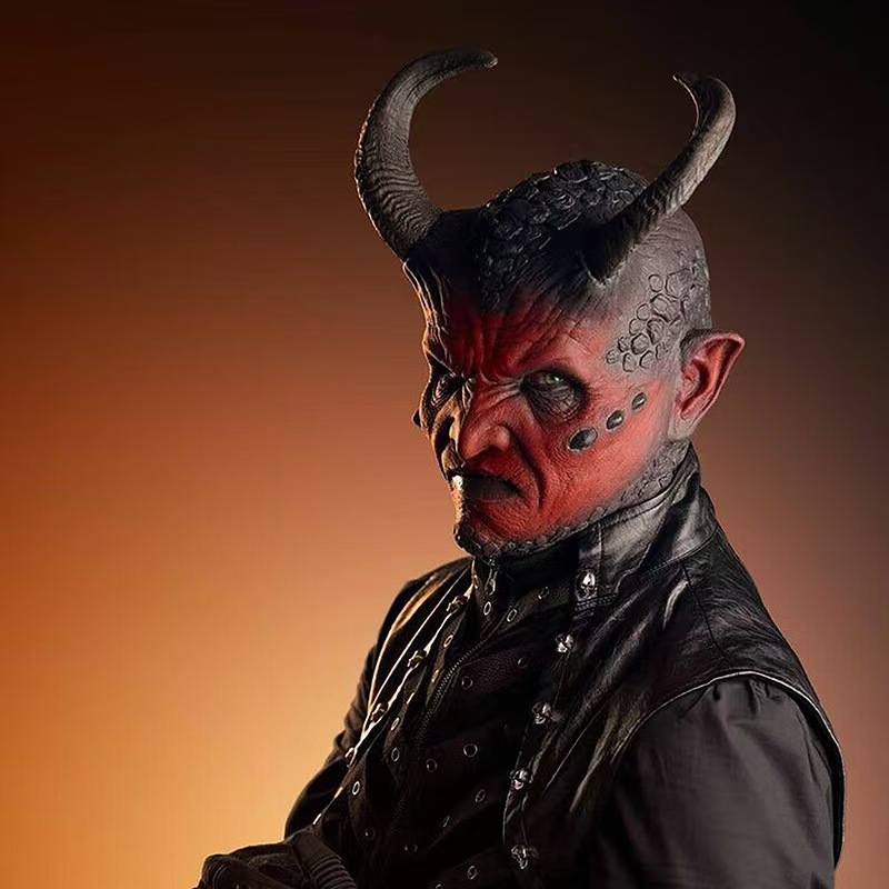 Nuevo producto transfronterizo Máscara de diablo Cubierta completa Fiesta de baile de diablo Máscara de diablo hexagonal Oscuro Hellboy