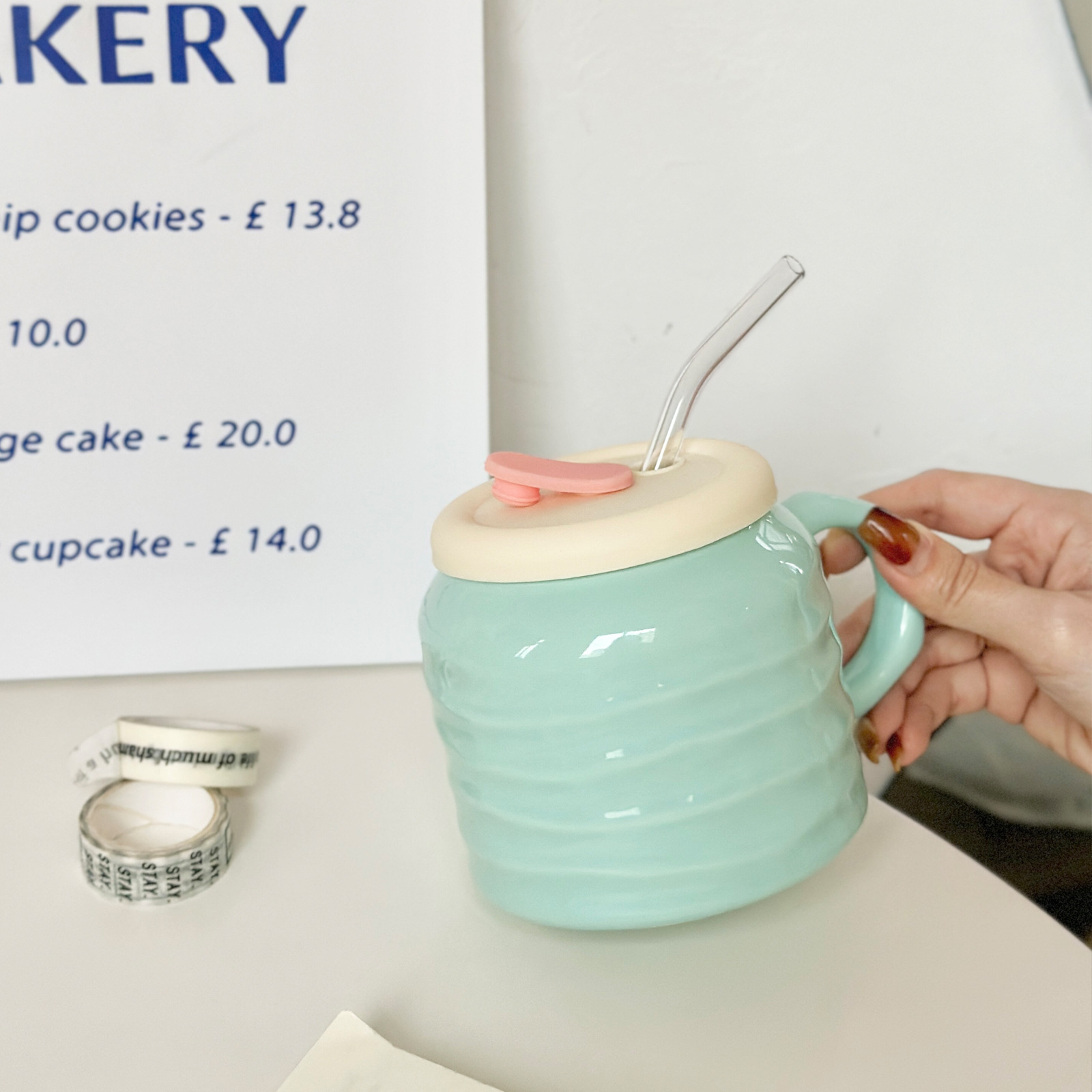 Single Item - Simple and Stylish Office Women's Straw Cup Large Capacity Home Couple Water Cup Ceramic Mug