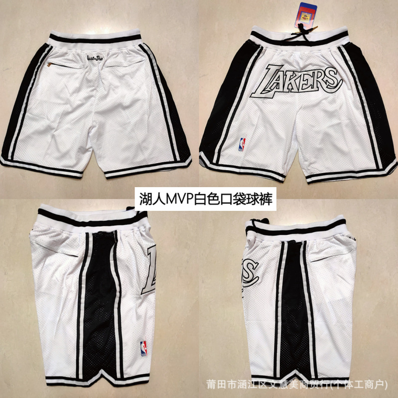 Wholesale Lakers Fully Embroidered Pocket Pants, Densely Embroidered Basketball Pants, Heat Printed Shorts, Foreign Trade Shorts Kobe