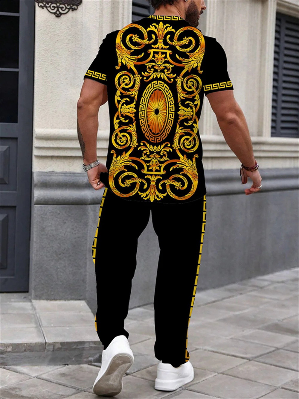 Pantalones de camiseta de manga corta de otoño europeo y americano Moda 2024 Nuevo traje suelto y cómodo de dos piezas ME13 ML4