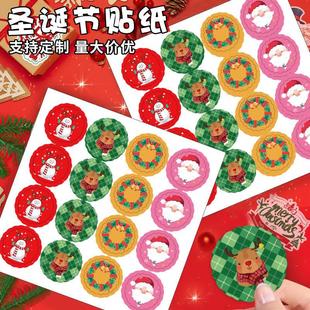 Christmas Stickers Holiday Decoration Stickers Qr Code Logo Design Snowman Elk Labels in Stock