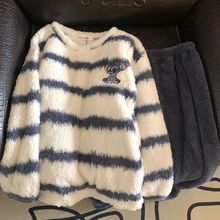 男士秋冬季珊瑚绒睡衣青年圆领卡通休闲运动加厚保暖家居服套装