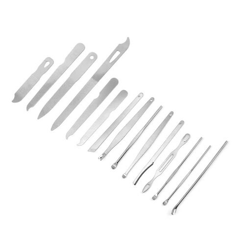 Stainless steel nail file, grinding file bar, file knife, dead skin picker, ear cleaner, nail art set accessories, tools