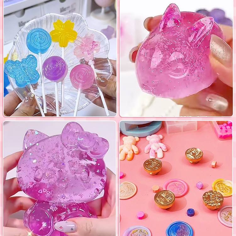 왁스 봉인 젤리 왁스 입자 꼬집음 음악 유사 카드 벽돌 DIY 소재 패키지 챕터 헤드 구 카드 스티커 장난감 세트