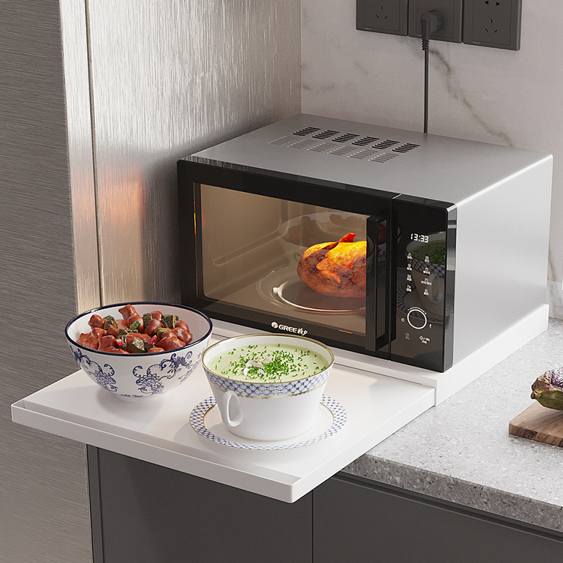 Pull Tray Kitchen Microwave Oven Storage Rack Drawer Type Partition Table Top Food Preparation Artifact Telescopic Push-pull Bracket