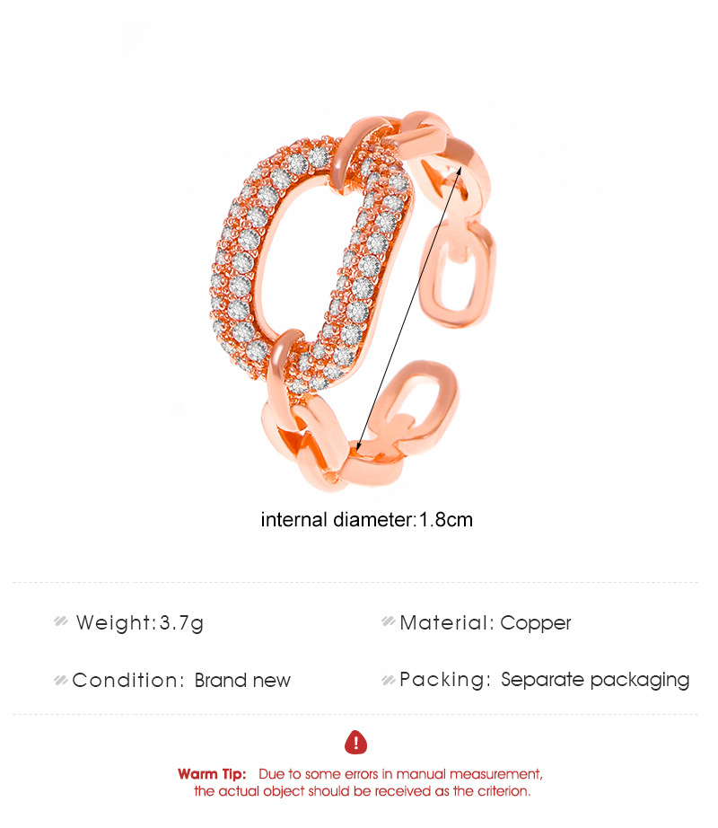 Fashion Geometric Copper Open Ring Inlay Zircon Copper Rings