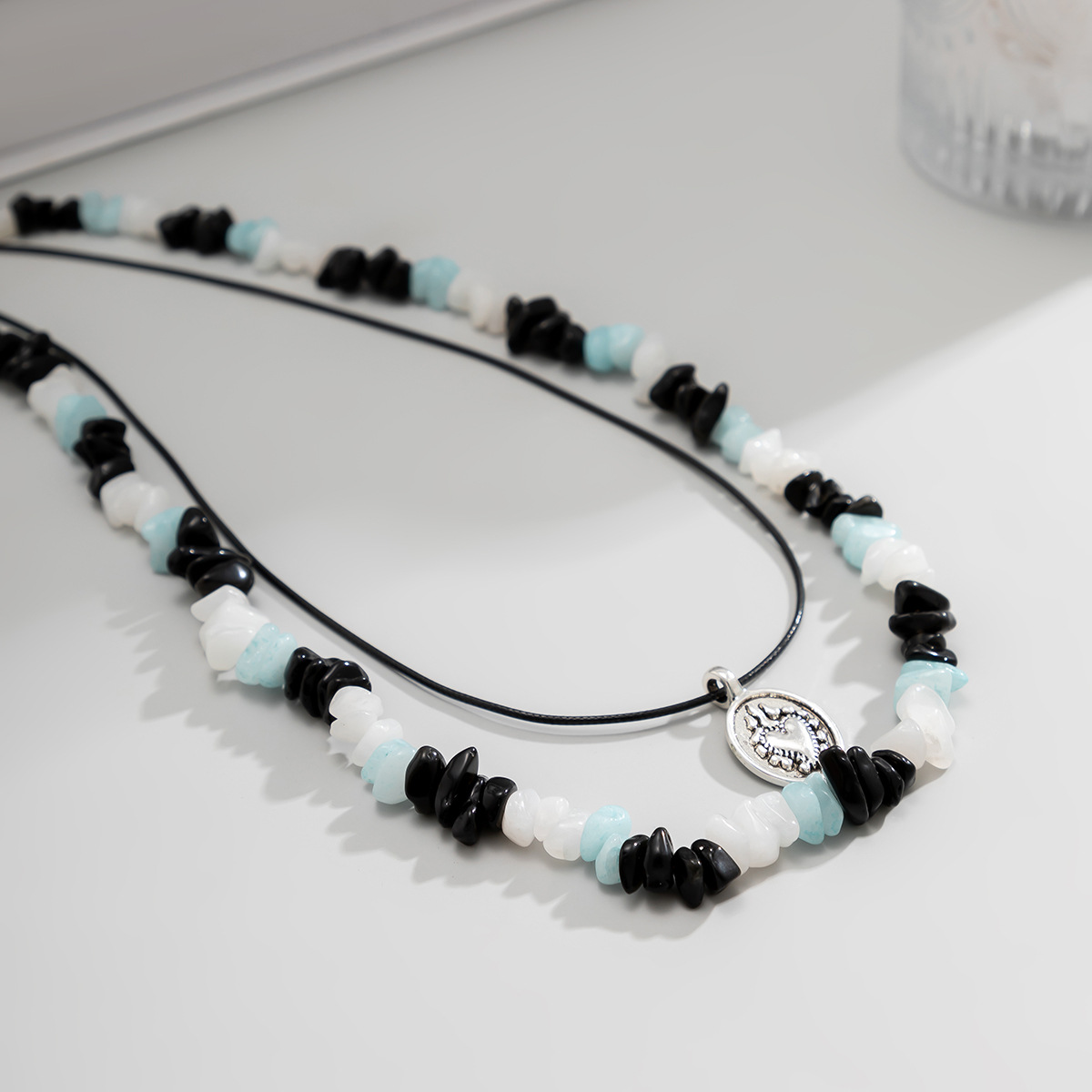 1 Piece Bohemian Heart Shape turquoise Beaded Metal Menu0027S Layered Necklaces