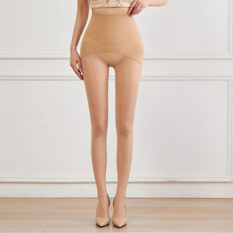 New 360 ° High-Waisted Seamless Skin-Colored Pantyhose for Women, Spring and Summer Thin High-Elastic Crotch Anti-Snag Stockings, Black Stockings