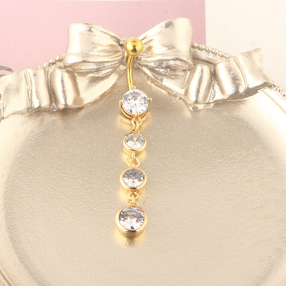 Elegant Floral Zircon Navel Ring Stainless Steel Belly Button Piercing Jewelry detail image 7