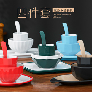 melamine hotpot restaurant table tableware four-piece restaurant tableware suit commercial hotel tableware table suit dishes