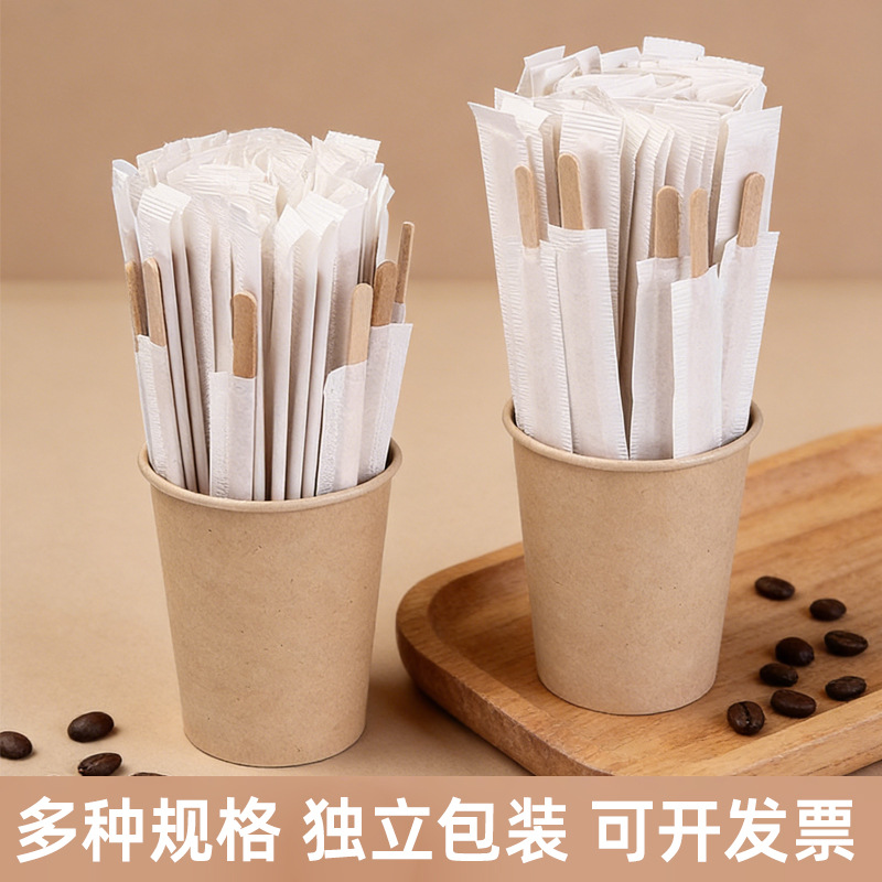 Barra de mezcla de café desechable, barra de mezcla de leche en polvo para bebés, barra de mezcla de madera larga, bebida caliente, envasado independiente, barra de mezcla de miel