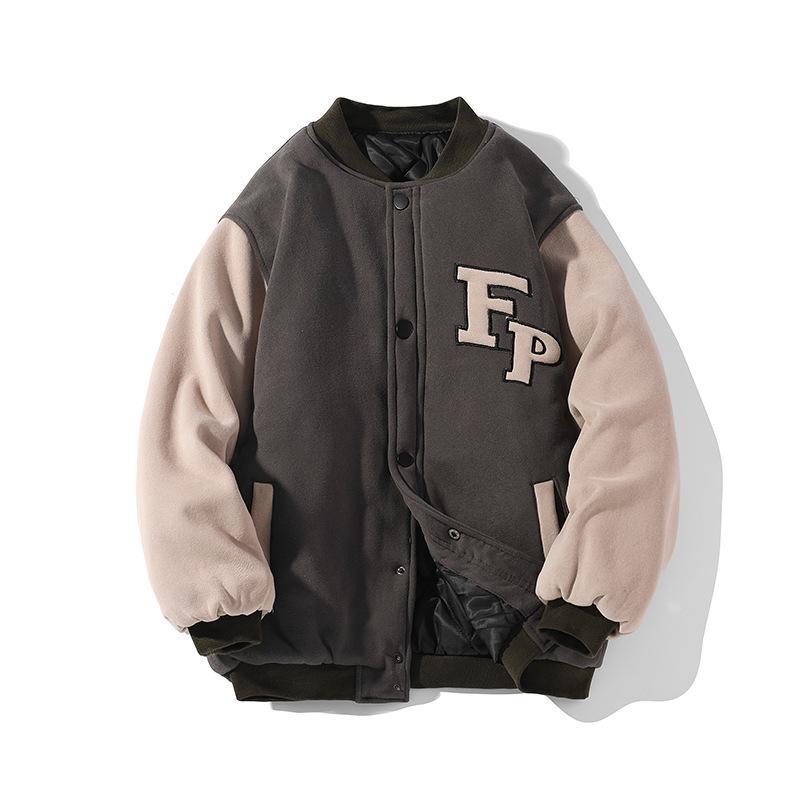 Comercio exterior transfronterizo mayorista 2024 invierno nuevo estilo japonés fondo blanco azulejo gran chaqueta de béisbol M - 5X