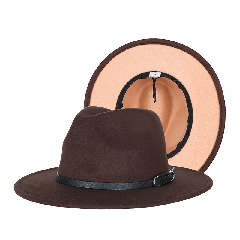 Sombrero de copa otoño e invierno europeo y americano británico contraste color moda Jazz sombrero simple popular color a juego fábrica personalización al por mayor