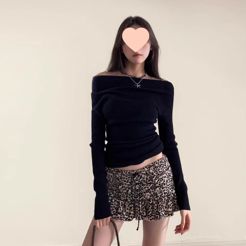 豹纹绑带设计小短裙蛋糕裙裤女秋季美式辣妹复古风字裙|undefined