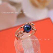 欧美重工新款猪鼻子天然珍珠指环戒指女小众高级轻奢复古外贸代发