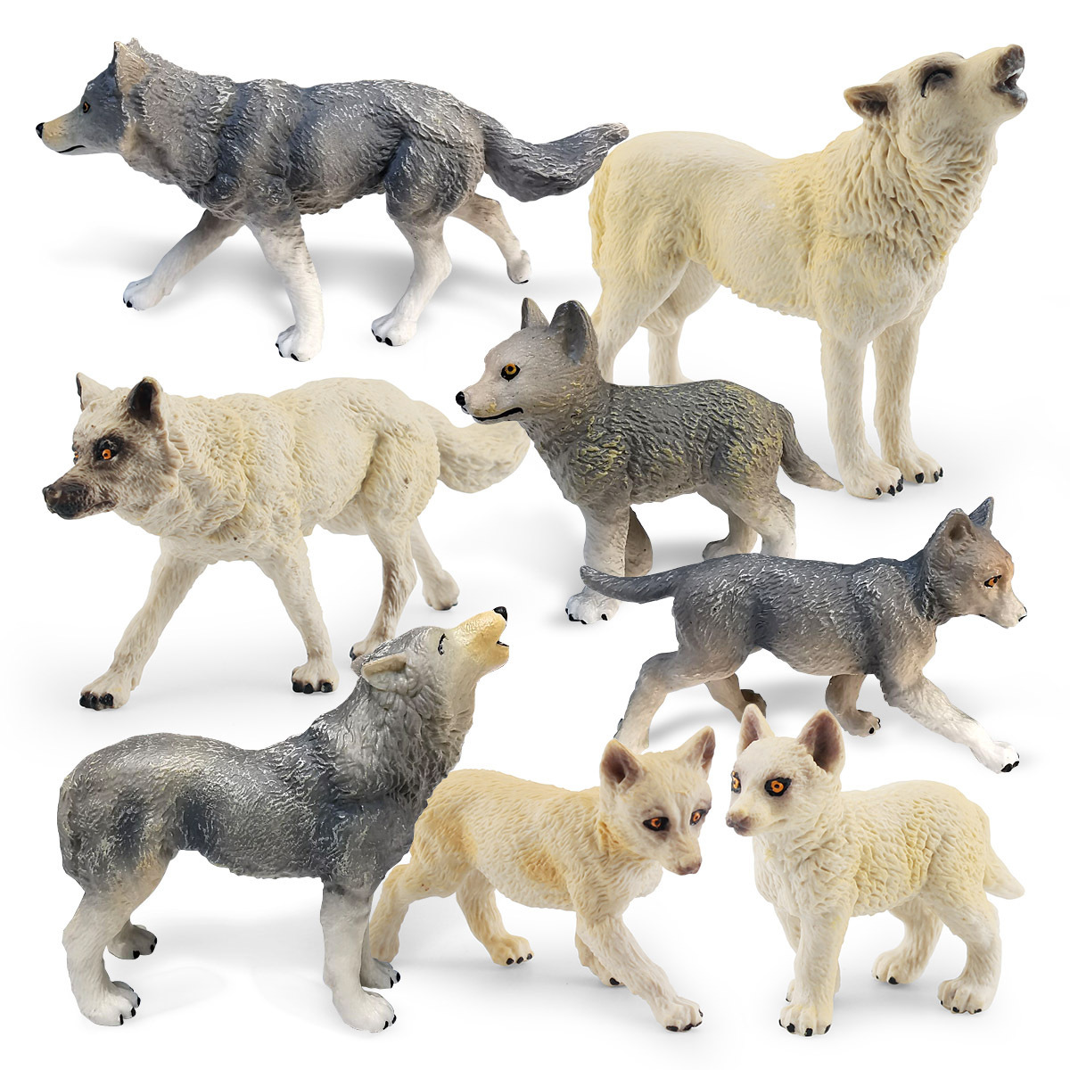 Amazon simulación de América del Norte Lobo Blanco modelo animal estático Lobo rugiente postura caminando lobo gris decoración de escritorio de juguete