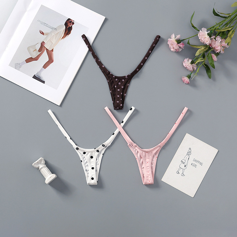 High-Cut Deep V Thong Panties for Women, European and American Style, Low-Waist, Non-Binding V-Shaped Waist, Tight-Fitting Fine Cotton T-Pants