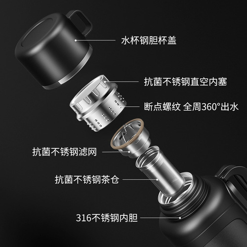 316 Stainless Steel Large Capacity Insulated Kettle for Men Outdoor Sports Portable Car Hot Water Kettle Tea Travel Kettle 