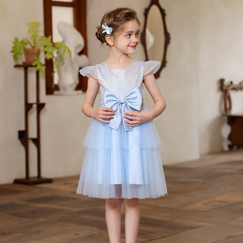 Falda de vestir para niñas verano nuevo estilo malla vestido de manga corta vestido para niños vestido de princesa de un año falda para niños