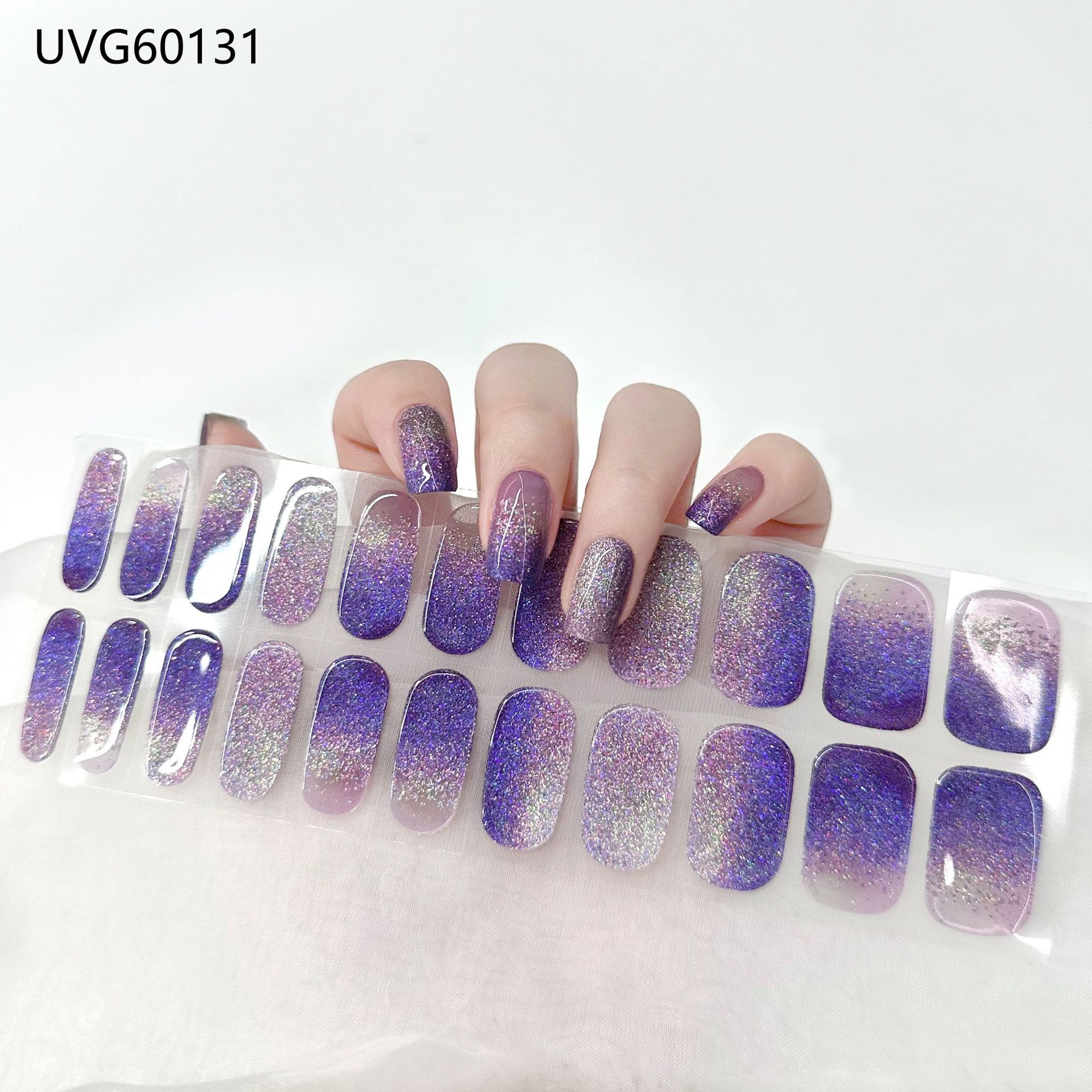 Pegatinas de uñas de gel UV transparentes efecto hielo, semicuradas, con lámina dorada, fototerapia, efecto película de aceite