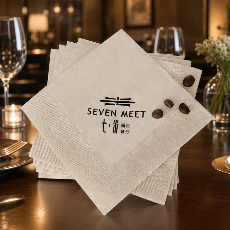Natural Bamboo Pulp Custom-Made Western Restaurant Catering Napkins Commercial Hotel Napkins Printed Logo Advertising Takeaway Custom-Made