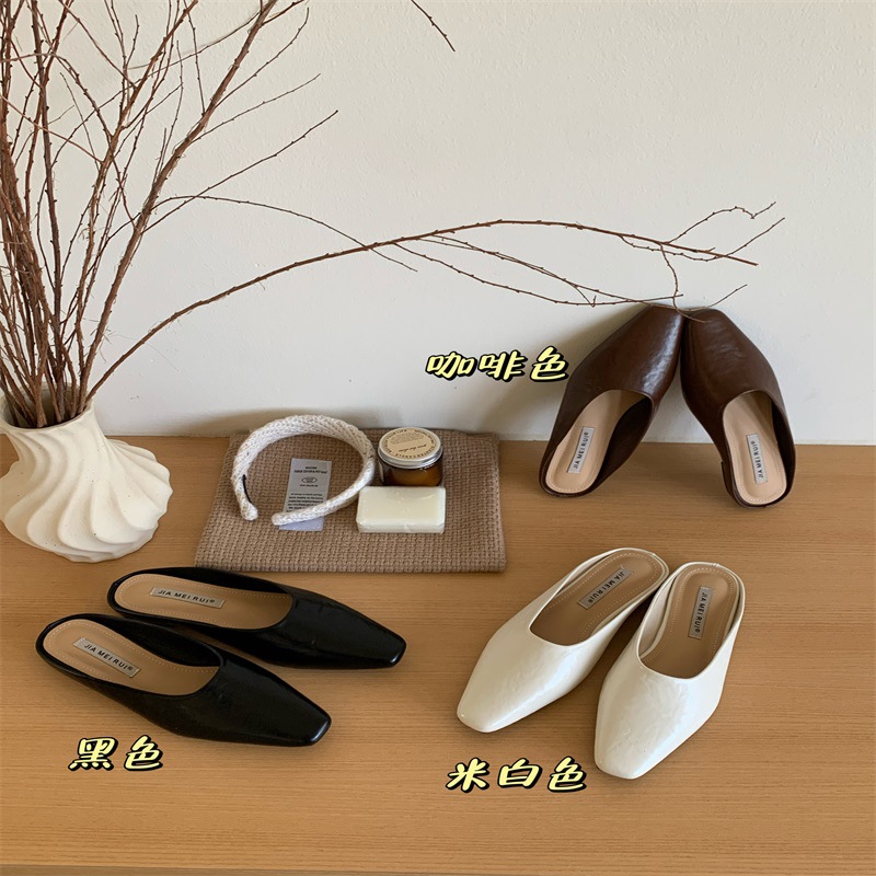 Women's slippers square toe wedge heel