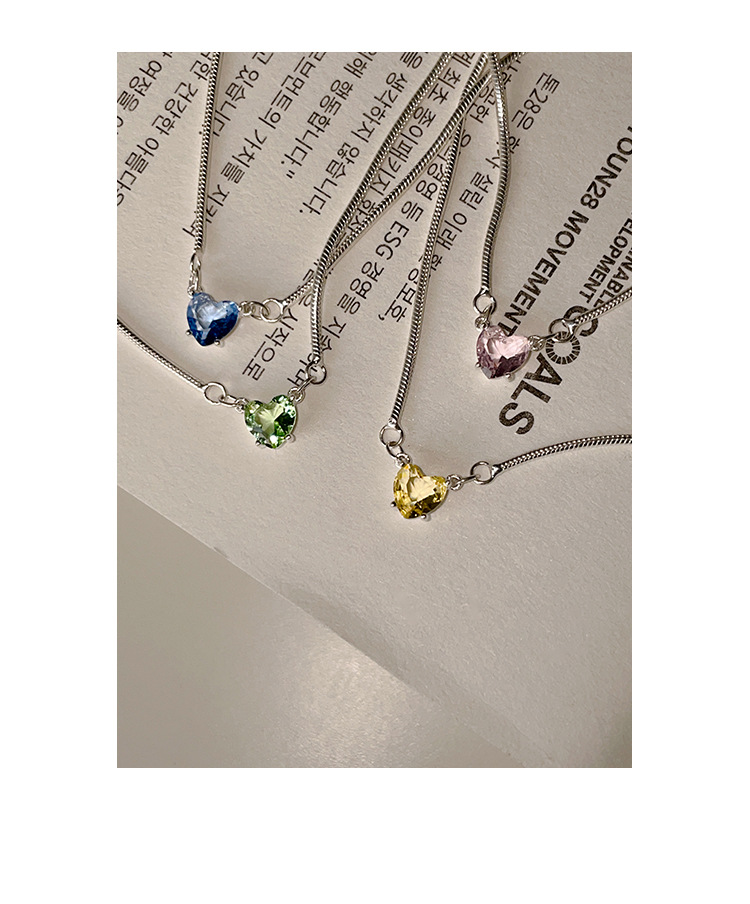 Solitaire Necklace Classification 1 Piece Quantity 925 Sterling Silver Zircon Inlay Heart Shape Solitaire Necklace