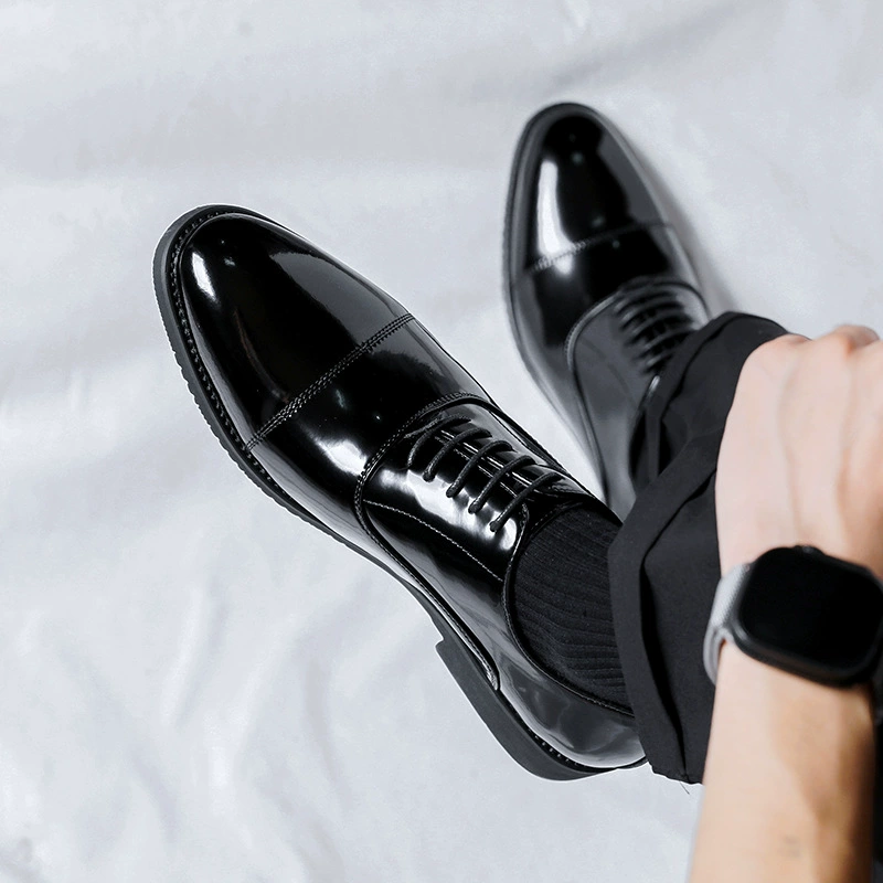 Кожаные туфли, мужское летнее дышащее платье, деловой британский Повседневный костюм, высококачественные маленькие кожаные туфли из воловьей кожи с ярким лицом 8114-R