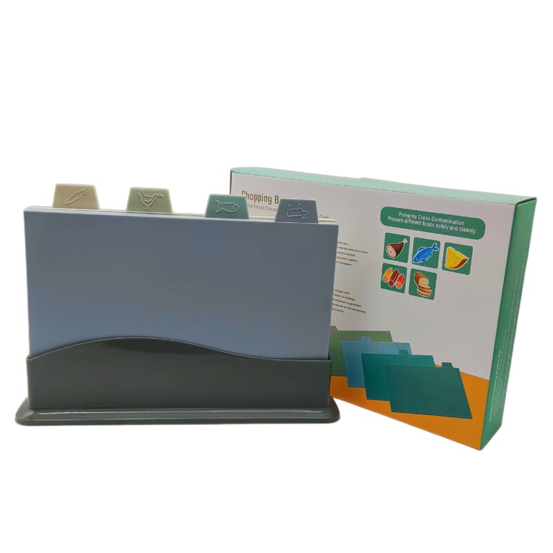 Rectangular combination cutting board set, four-piece set with base, five-piece set of cutting boards, chopping boards made of PP and ABS
