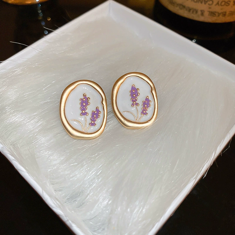 Серебряная игла из жемчуга, ретро модные серьги, цветочные, французский ретро стиль, оптовый