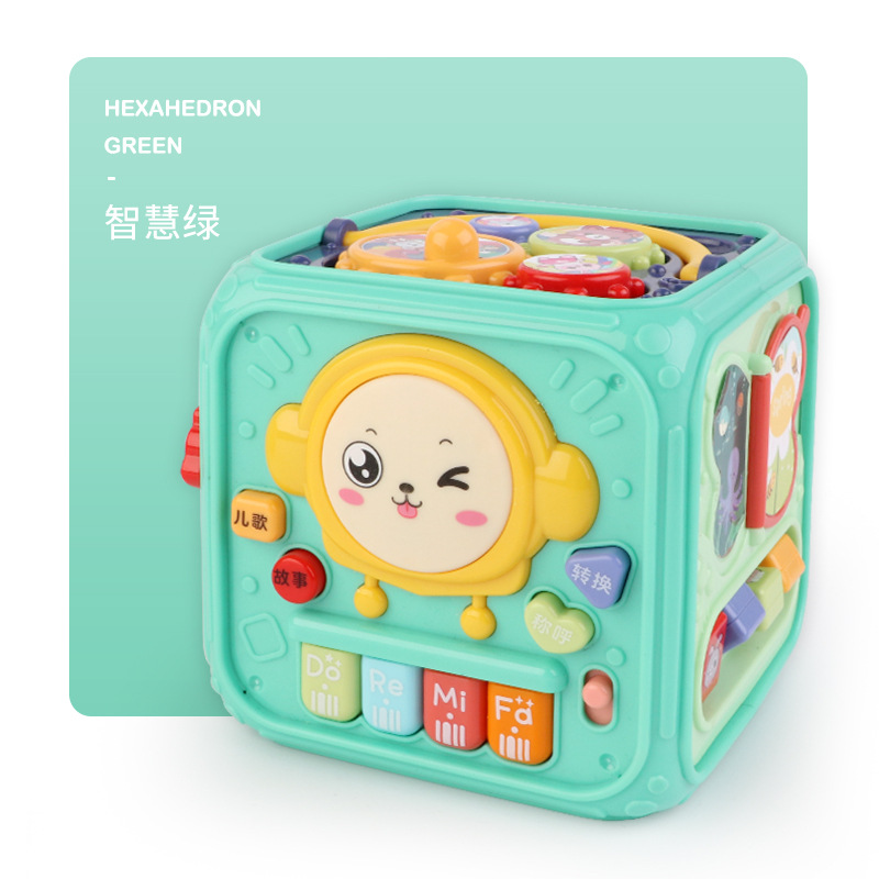 Children's Hexahedron Hand-clapped Drum 1-year-old Baby Toy Smart Cube 6-month Baby's Clap Drum Luminous Music Six-sided Drum