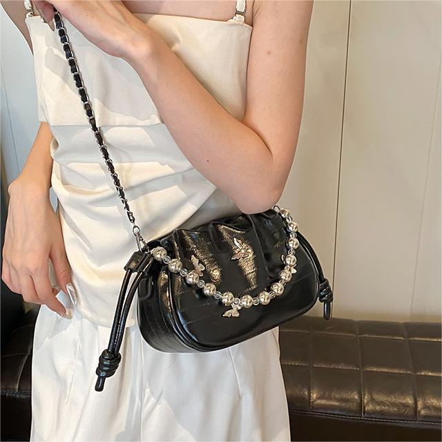 Nicho de moda bolso de mano con cuentas para mujeres 2024 verano nuevo estilo de moda bolso de hombro de aire extranjero de alta calidad bolso de cubo