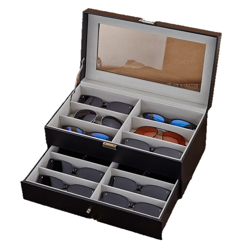 Cross-Border 12-Bit Sunglasses Box Household Glasses Sunglasses Jewelry 12-Grids Transparent Multi-Grids Display Storage Box with Lid