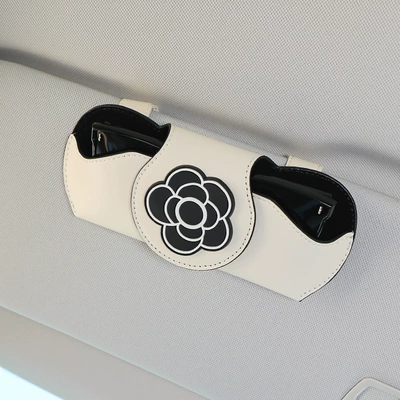 box bracket car sunglasses | Car Glasses Clip/Bill Clip - black-camellia-white-glasses-case