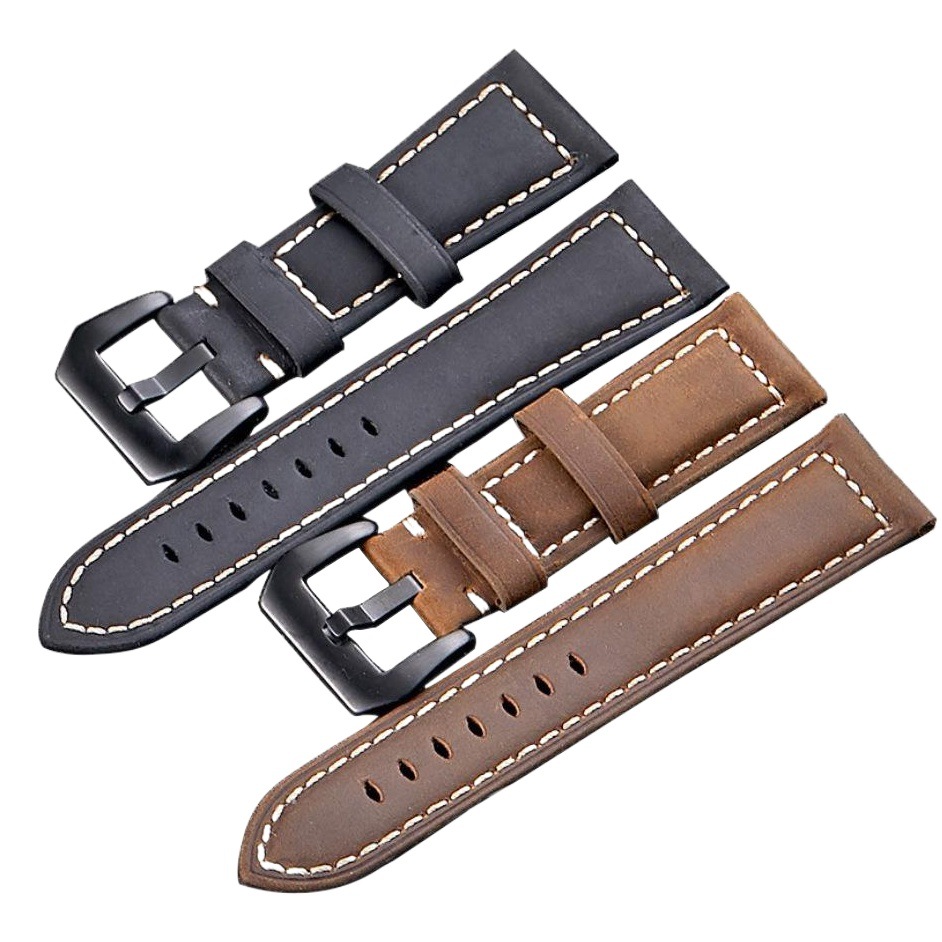 Spot Explosions Genuine Leather Strap Crazy Horse Frosted Cowhide Top Layer Sports Men's Rugged Peina Watch Strap 20-26mm