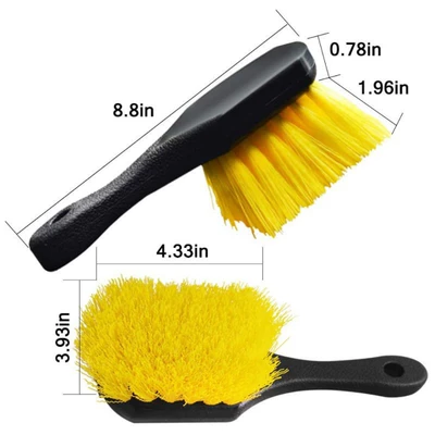 Cross-Border Short-Handle Car Tire Brush Car cleaning tools - yellow-black