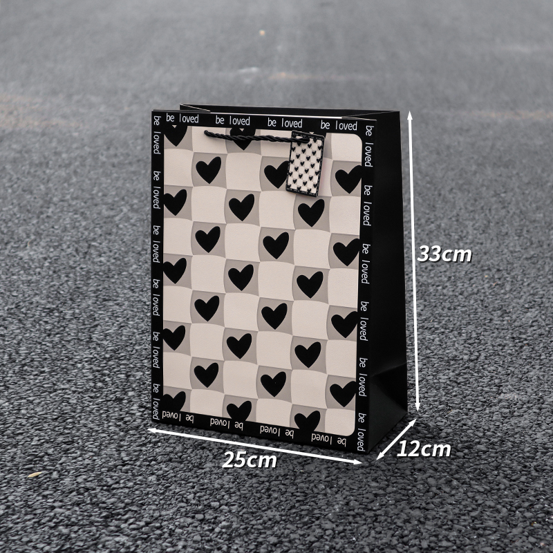 Bolsa de regalo simple en blanco y negro, bolsas de regalo de cumpleaños, bolsas de regalo de alta calidad, bolsas de mano.