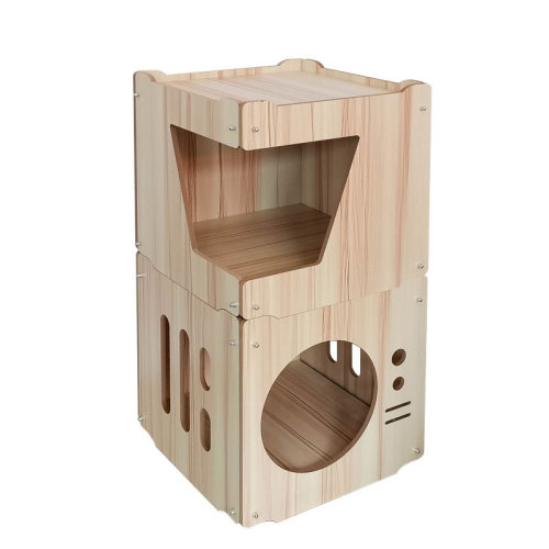 Creative wooden cat house factory direct sale, customizable wooden cat cage with fun cat house pet bed