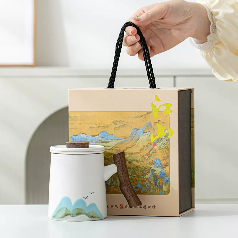 陶瓷水杯过滤内胆高颜值马克杯带盖办公杯国潮礼盒企业节庆礼品