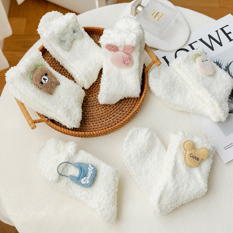 Coral Fleece Socks Women's Mid-Length Socks Moon Thickened Warm Towel Floor Socks Autumn and Winter Fleece-Lined Sleep Socks Christmas Coral Fleece Socks Women's Mid-Length Socks Moon Thickened Warm Towel Floor Socks Autumn and Winter Fleece-Lined Sleep Socks Christmas