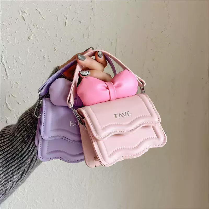 2025新款韩版迷你儿童女童单肩包蝴蝶结链条斜挎小包亲子包女包