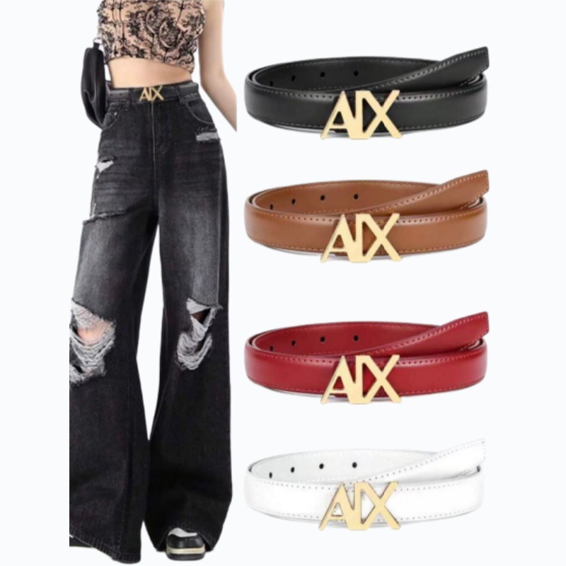 New Ax Women's Genuine Leather Belt, Fashionable and Versatile for Dresses and Jeans, Women's Cross-Border Wholesale