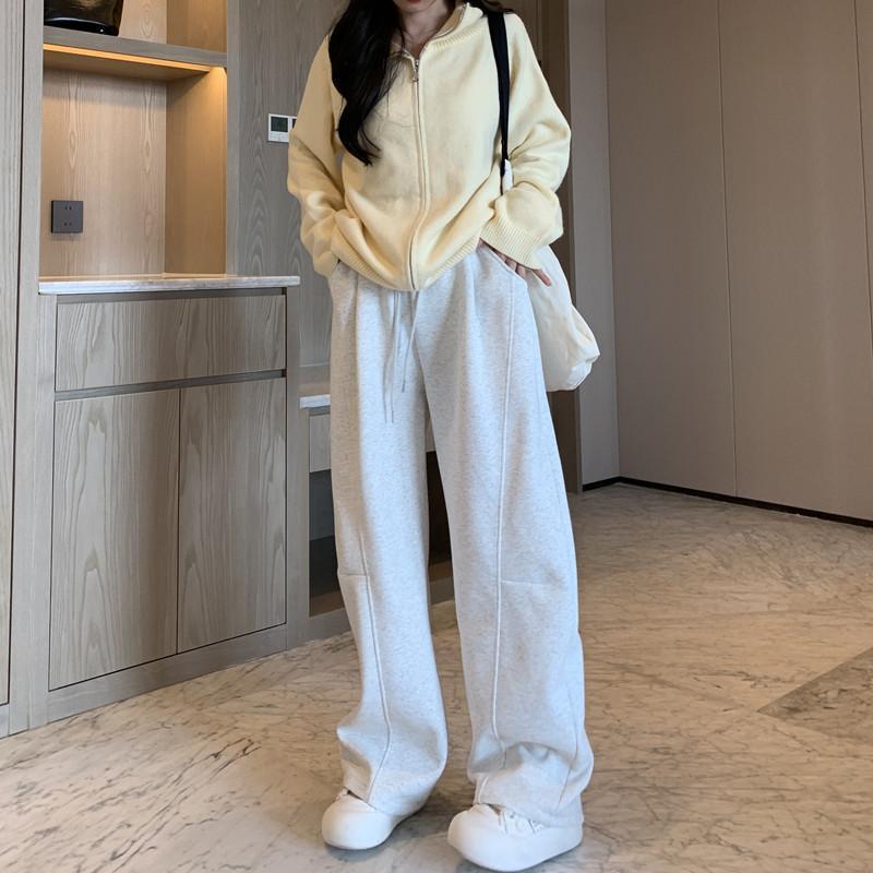 黑标镰刀卫裤女早秋慵懒风百搭宽松休闲长裤高腰垂感设计感运动裤|undefined