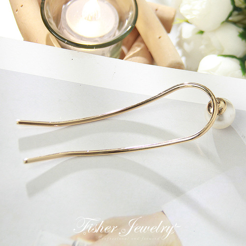 Hairpin for women, minimalist modern U-shaped bun, pearl hair pin, elegant metallic hair clip, retro hair accessory