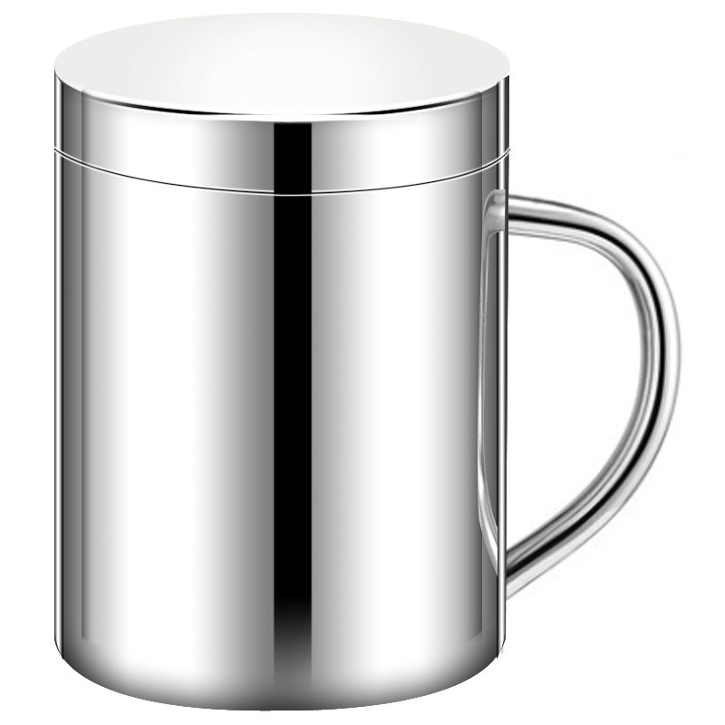 Taza de acero inoxidable 304 taza de doble capa con tapa taza de agua aislada de jardín de infantes con mango taza de café para adultos